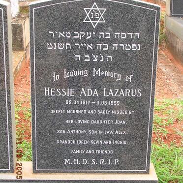 LAZARUS Philip 1916-1991 &amp; Hessie Ada 1912-1999