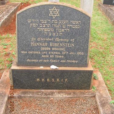 RUBENSTEIN Hannah nee BRAUDE -1932