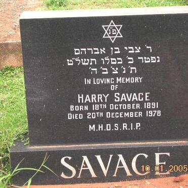 SAVAGE Harry 1891-1978