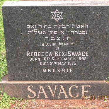 SAVAGE Rebecca 1898-1975