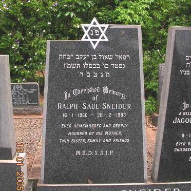 SNEIDER Ralph Saul 1960-1986