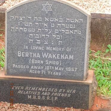 WAKEHAM Bertha nee SPIRO -1957
