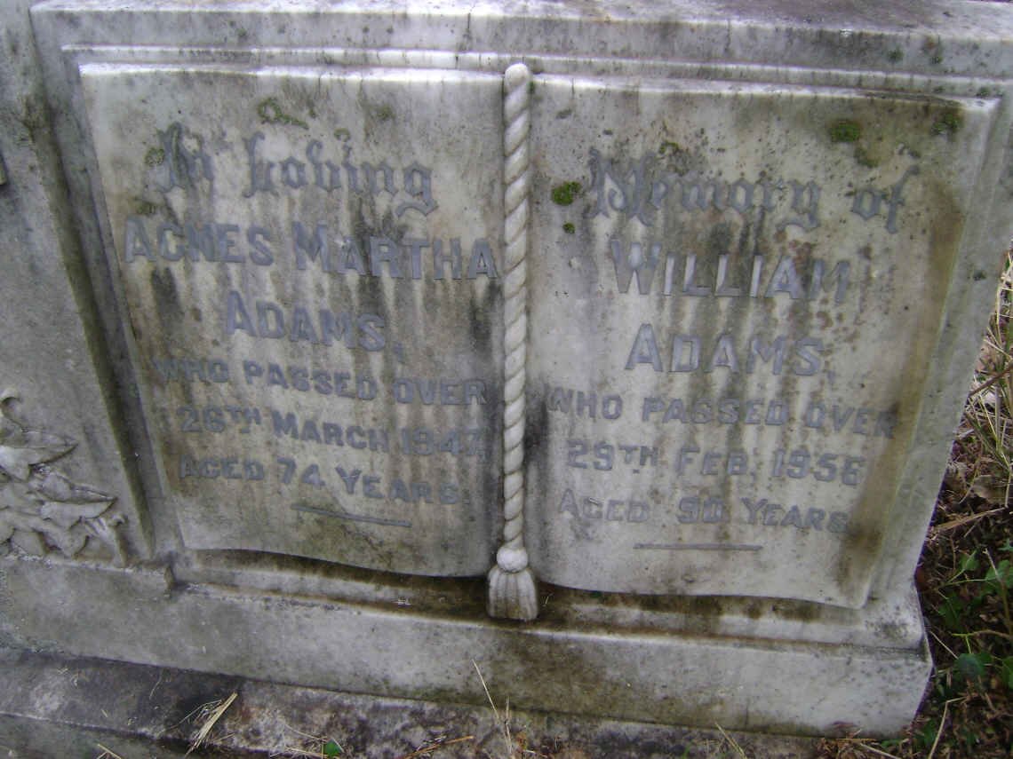 ADAMS William -1956 &amp; Agnes Martha -1947