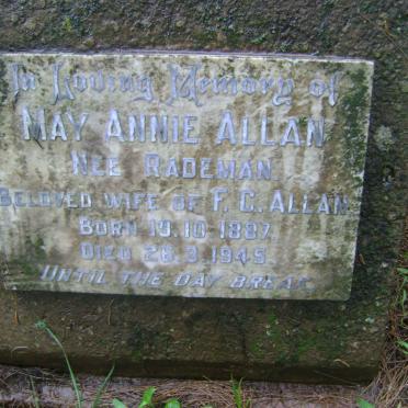 ALLAN May Annie nee RADEMAN 1887-1945