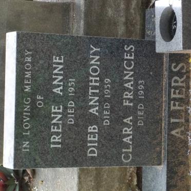 ALFERS Irene Anne -1951 :: ALFERS Dieb Anthony -1959 :: ALFERS Clara Frances -1993