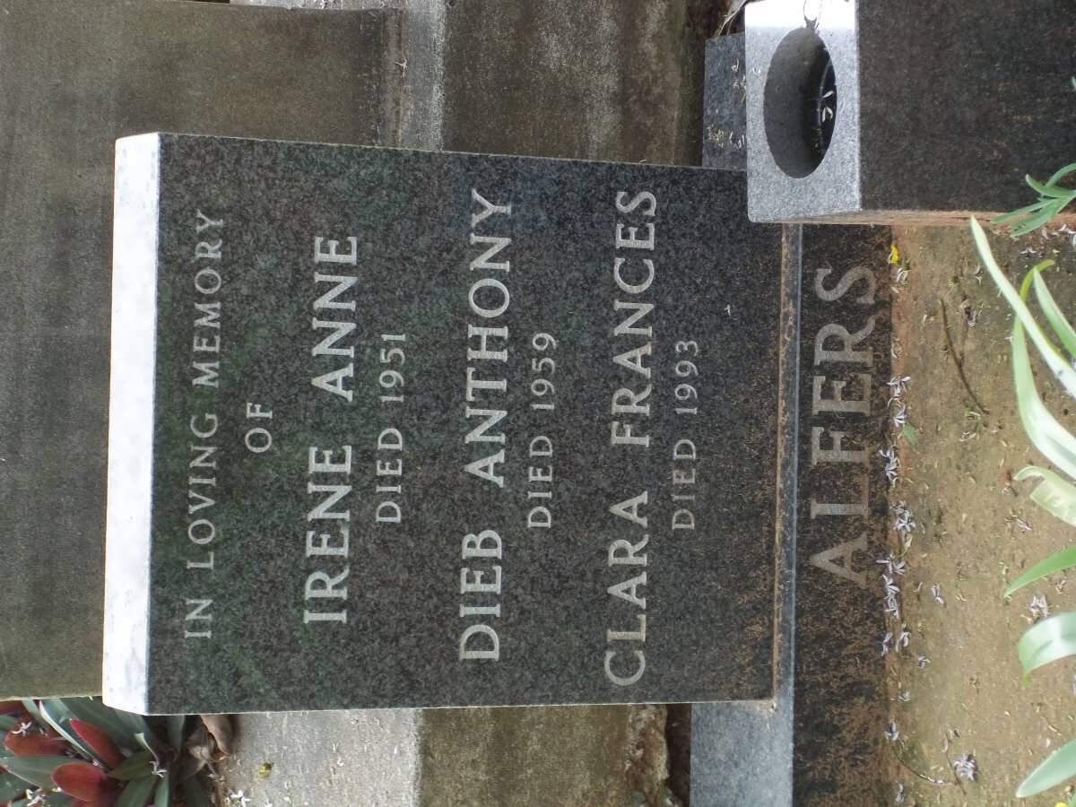 ALFERS Irene Anne -1951 :: ALFERS Dieb Anthony -1959 :: ALFERS Clara Frances -1993