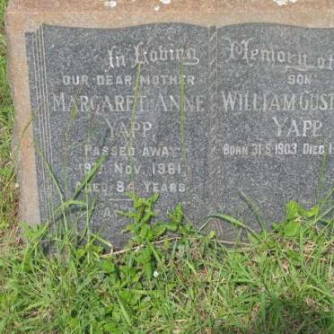 YAPP William Gustavus 1903-1976 &amp; Margaret Anne -1981