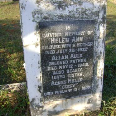 AULD Allan -1949 &amp; Helen Ann  -1922 ::  MILLER Agnes -1977