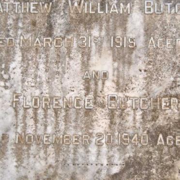 BUTCHER Matthew William -1919 &amp; Florence -1940