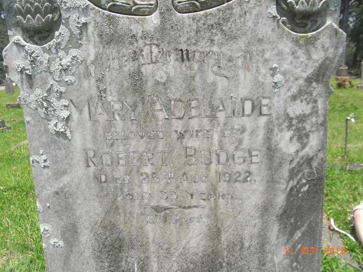 BUDGE Mary Adelaide -1922