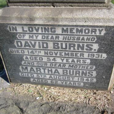 BURNS David -1931 &amp; Martha -1942