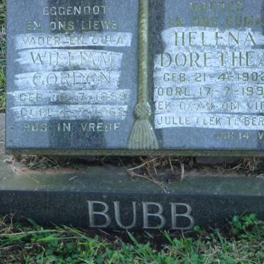 BUBB William Gordon 1899-1968 &amp; Helena Dorethea 1902-1993