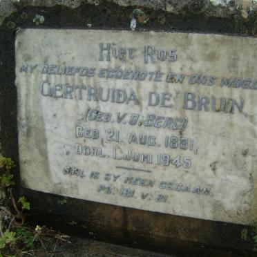 BRUIN Gertruida, de nee V.D. BERG 1881-1945