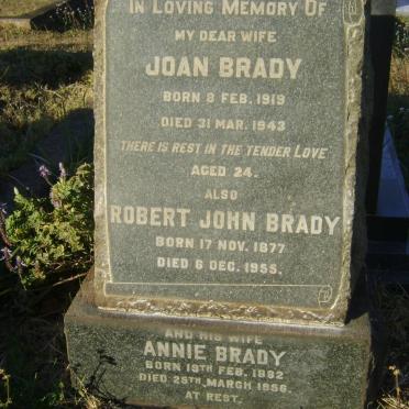 BRADY Robert John 1877-1955 &amp; Annie 1882-1956 :: BRADY Joan 1919-1943