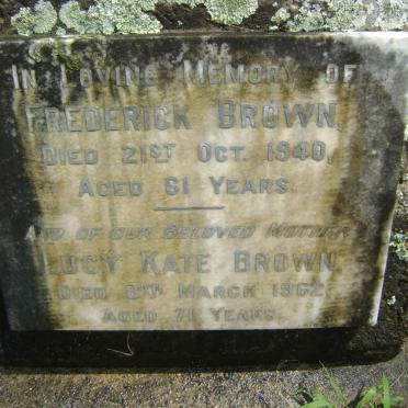 BROWN Frederick -1940 &amp; Lucy Kate -1962