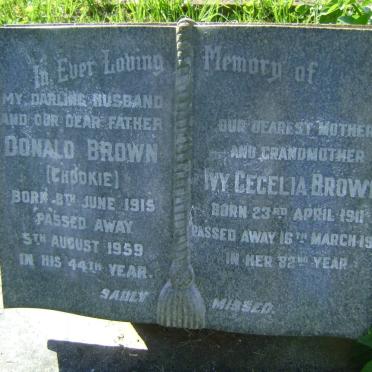 BROWN Donald 1915-1959 &amp; Ivy Cecelia 1911--1993