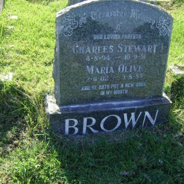 BROWN Charles Stewart -1894-1951 &amp; Maria Olive 1902-1989