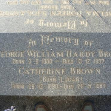 BROWN George William Hardy 1888-1937 &amp; Catherine LOGAN 1890-1964