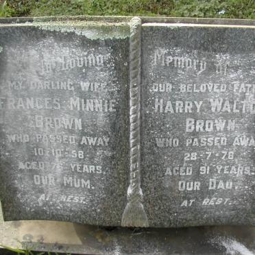 BROWN Harry Walton -1978 &amp; Frances Minnie -1958