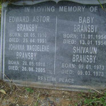 BRANSBY Edward Astor 1910-1991 :: BRANSBY Johanna Magdelene 1910-2005