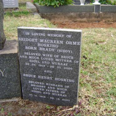 HOSKING Bruce Henry 1918-2003 &amp; Bridget Maureen Orme BRADY 1919-2000