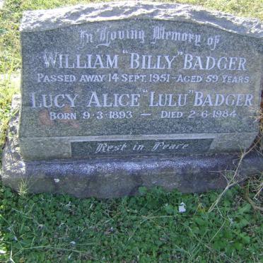 BADGER William -1951 &amp; Lucy Alice 1893-1984