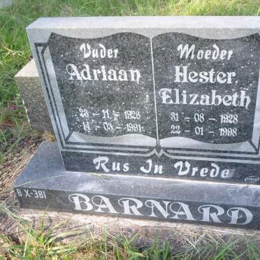 BARNARD Adriaan 1926-1991 &amp; Hester Elizabeth 1928-1998