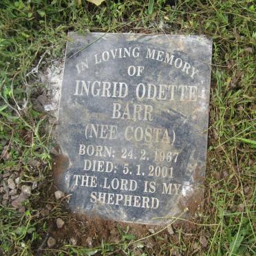 BARR Ingrid Odette nee COSTA 1967-2001