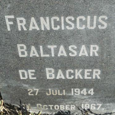 BACKER Franciscus Baltasar, de 1944-1967