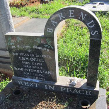 BARENDS Emmanuel 1917-1978 &amp; Rose Ntombazane 1922-1994