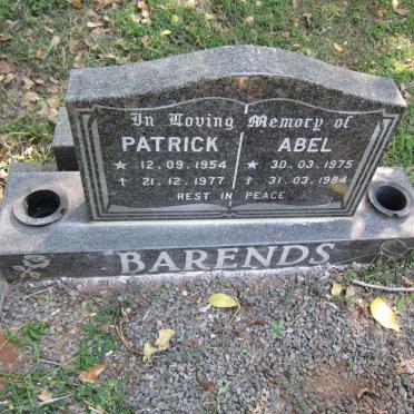 BARENDS Patrick 1954-1977:: BARENDS Johannes 1958-1995 :: BARENDS Abel 1975-1984