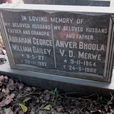 BAILEY Abraham George William 1927-1992 :: MERWE Anver Bhoola, v.d. 1954-1988