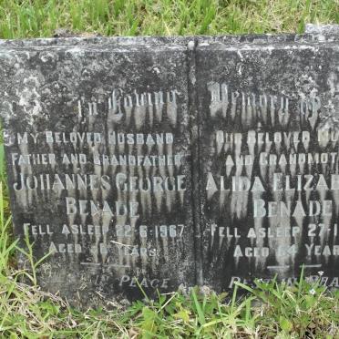 BENADE Johannes George -1967 &amp; Alida Elizabeth -1978