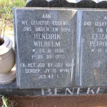 BENEKE Hendrik Wilhelm 1938-1990 &amp; Elizabeth Petronella 1936-