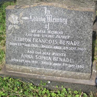 BENADE Gideon Francois 1901-1960 &amp; Anna Sophia 1901-1992
