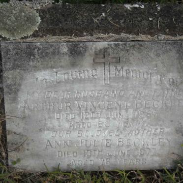 BECKLEY Arthur Vincent -1965 &amp; Ann Julie -1977