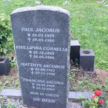 BEER Paul Jacobus, de 1929-1986 :: BEER Phillipina Cornelia, de 1953-1996 :: BEER Matthys Jacobus, de 1947-1996