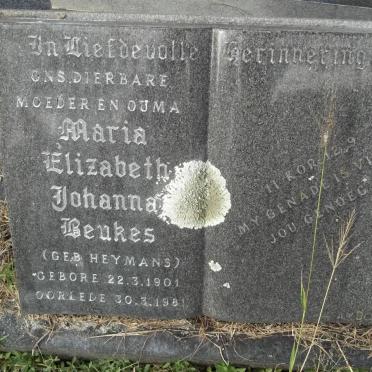 BEUKES Maria Elizabeth Johanna nee HEYMANS 1901-1981