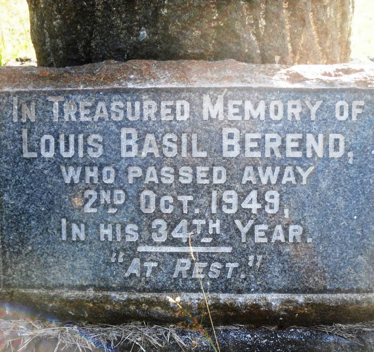 BEREND Louis Basil -1949