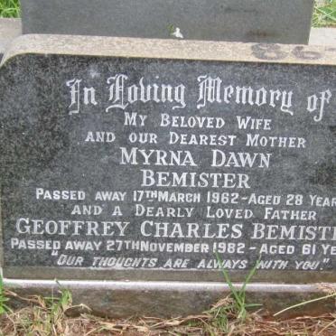 BEMISTER Geoffrey Charles   -1982 &amp; Myrna Dawn  -1962