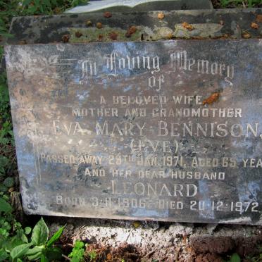 BENNISON Leonard 1906-1972 &amp; Eva Mary -1971