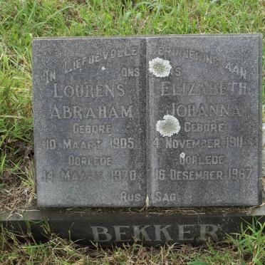 BEKKER Lourens Abraham 1905-1970 &amp; Elizabeth Johanna 1911-1967