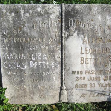 BETTLES Alfred Leonard -1981 &amp; Maria Elizabeth Cecily -1963