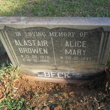 BECK Alice Mary 1947-1972 :: BECK Alastair Browen 1970-1988