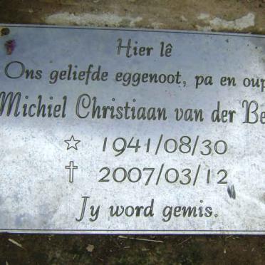 BERG Michiel Christiaan, van der 1941-2007 &amp; Anna Maria Cornelia 1914-1988