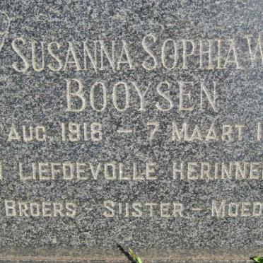 BOOYSEN Susanna Sophia W. 1918-1964