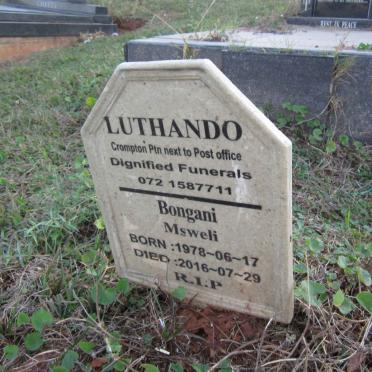 BONGANI Msweli 1978-2016