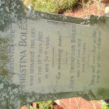 BOLES John Thompson -1935 &amp; Christina  -1927