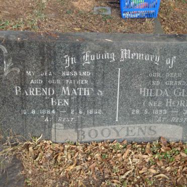 BOOYSEN Barend Mathys 1884-1962 &amp; Hilda Gladys HORNER 1893-1966
