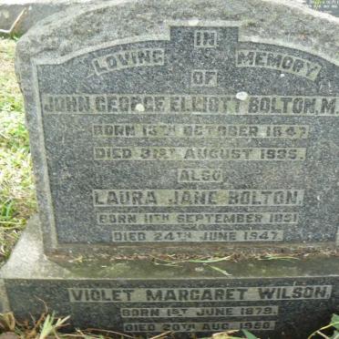 BOLTON John George Elliott 1847-1935 &amp;  Laura Jane 1851-1947 :: WILSON Violet Margaret 1879-1950